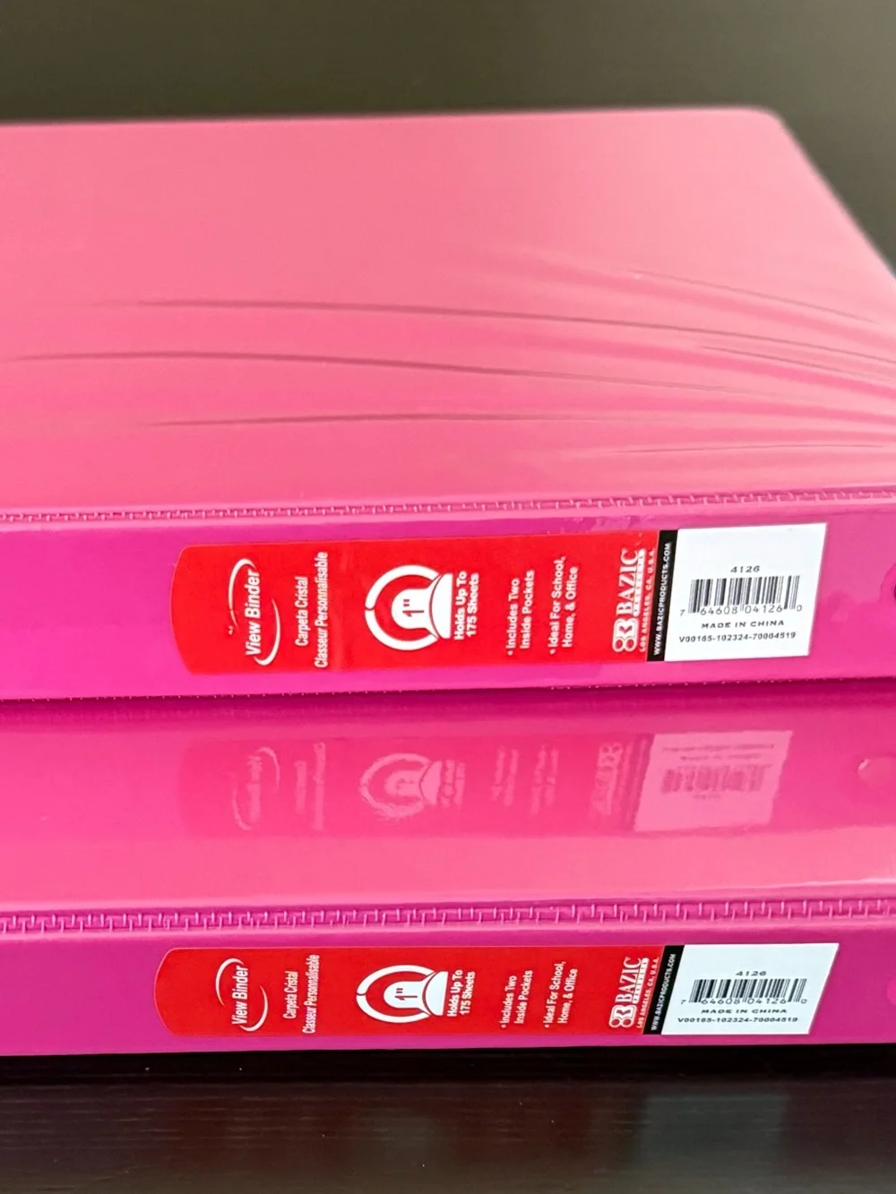 Set of 2, Fuchsia Extra Durable Clear View Binders